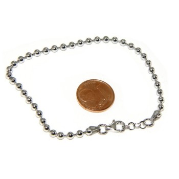 RMB|ARGENTO 925 :Bracciale uomo donna con palline da 3 mm galvanica rodio