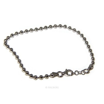 RMB|SILVER 925: Bracelet man woman with balls 3 mm rhodium galvanic