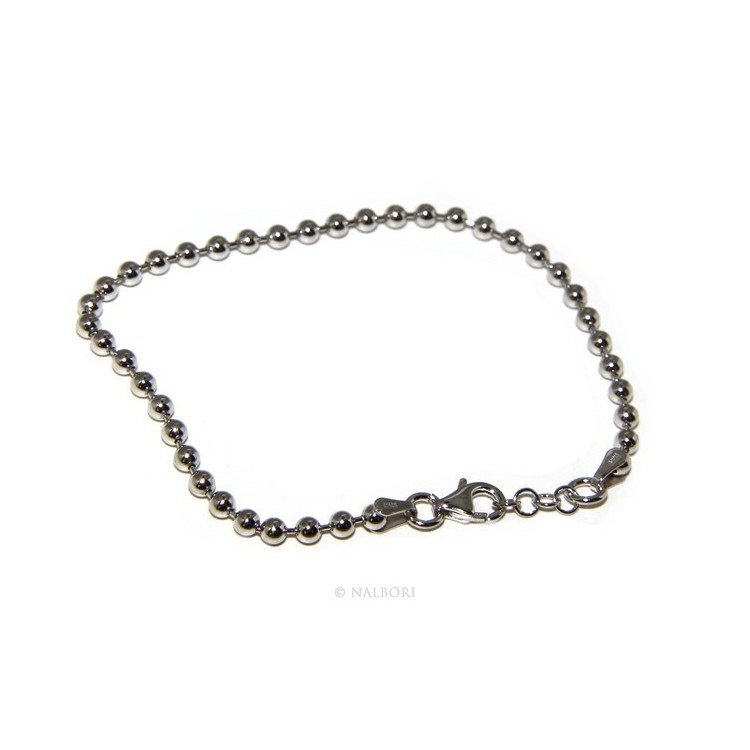 RMB|SILVER 925: Bracelet man woman with balls 3 mm rhodium galvanic