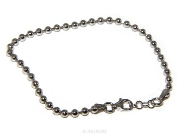 RMB|SILVER 925: Bracelet man woman with balls 3 mm rhodium galvanic