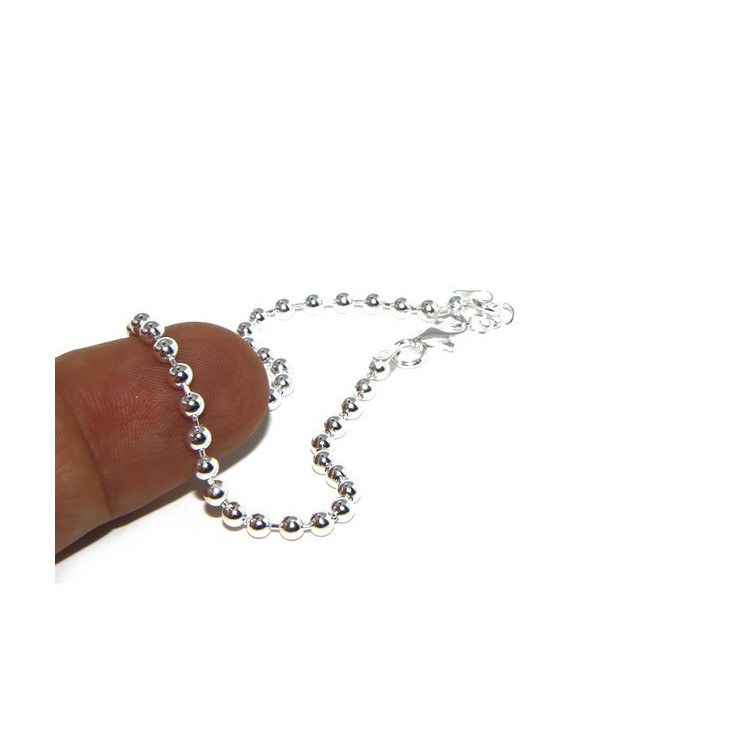 RMB|SILVER 925: Bracelet man woman with balls 3 mm clear galvanic