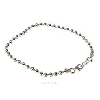 RMB|SILVER 925: Bracelet man woman with balls 3 mm clear galvanic