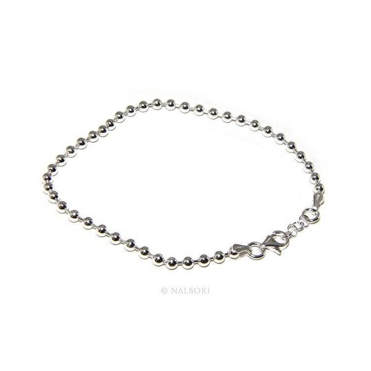 RMB|ARGENTO 925 :Bracciale uomo donna con palline da 3 mm galvanica chiara
