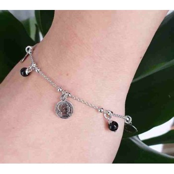 RMB|bracelet or necklace 925 silver black pearls and coins pendants
