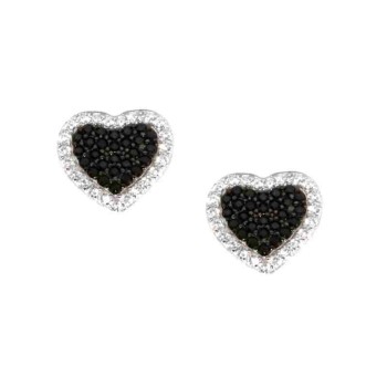 RMB|925 silver heart earrings with zircons green pink black blue brand NALBORI