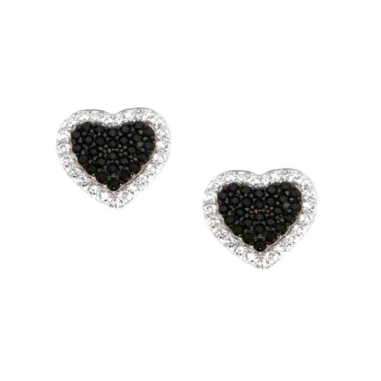 RMB|925 silver heart earrings with zircons green pink black blue brand NALBORI