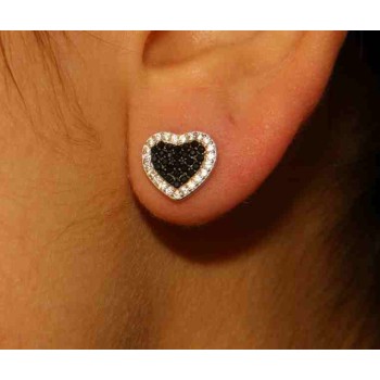 RMB|925 silver heart earrings with zircons green pink black blue brand NALBORI
