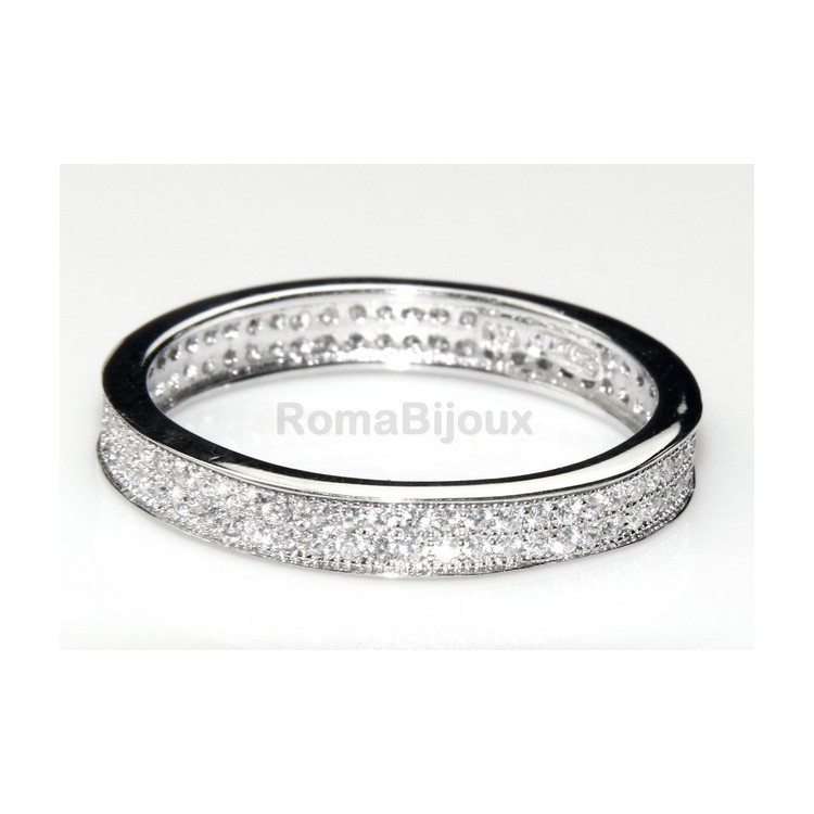 RMB|Silver 925 Rhodium: Eternity record to crown all around with 2 rows cubic zirconia 1.0mm brilliant cut