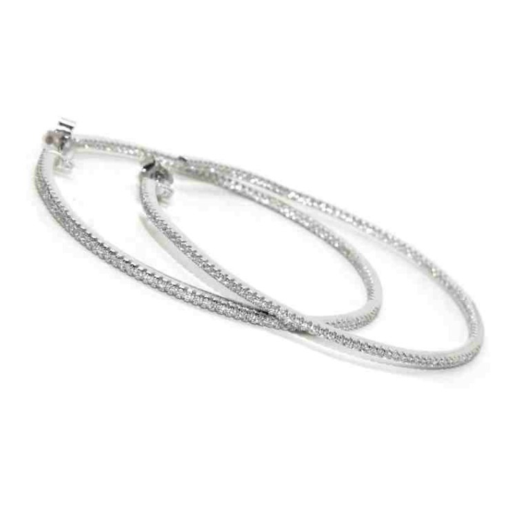 RMB|orecchini argento 925 cerchi zirconi interni esterni 5 cm grandi marca nalbori