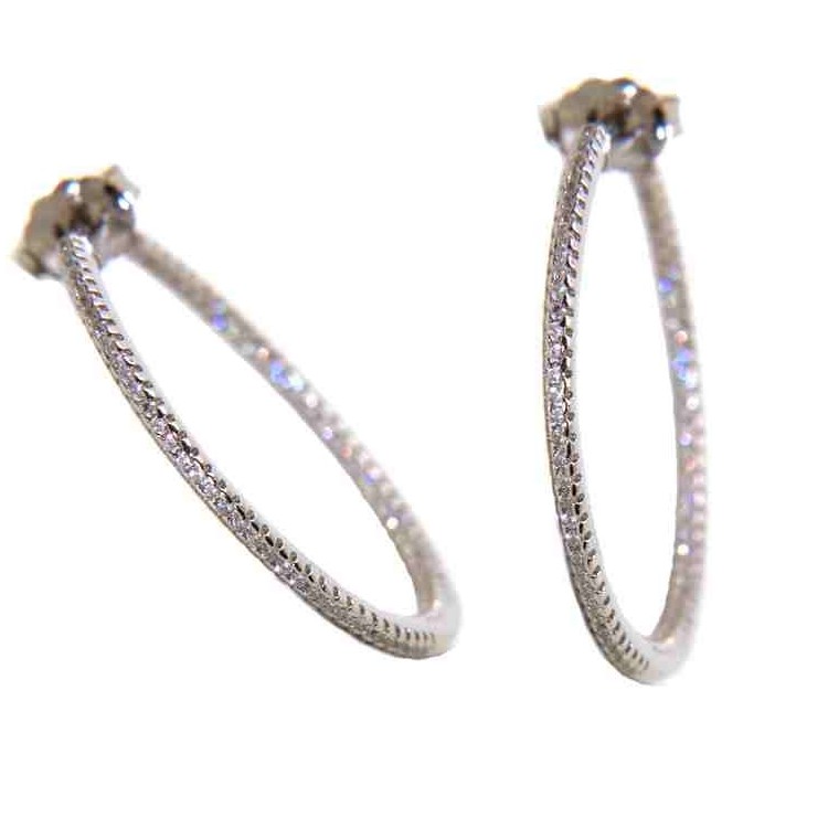 RMB|orecchini argento 925 cerchi zirconi interni esterni 3cm gioielli marca nalbori