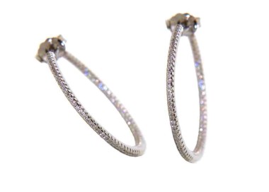 RMB|orecchini argento 925 cerchi zirconi interni esterni 3cm gioielli marca nalbori