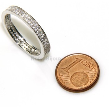 RMB|Silver 925 Rhodium: Eternity record to crown all around with 2 rows cubic zirconia 1.0mm brilliant cut