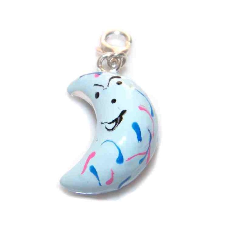 RMB|ciondolo charme per bracciali in argento 925 luna smaltata per donne e ragazze