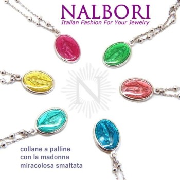 RMB|NALBORI Rosary necklace man woman Silver 925 with enameled medal miraculous Madonna