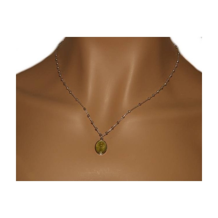 RMB|NALBORI Rosary necklace man woman Silver 925 with enameled medal miraculous Madonna