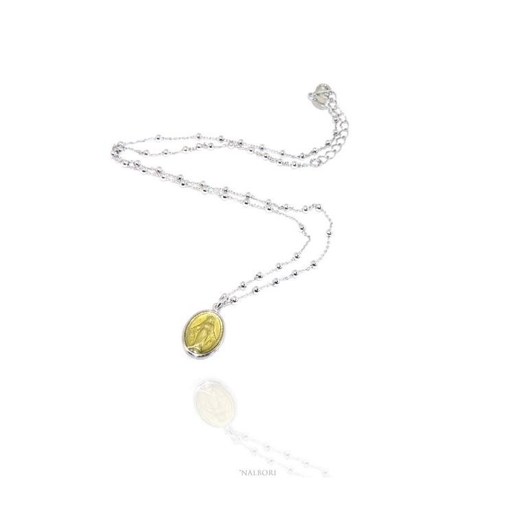 RMB|NALBORI Rosary necklace man woman Silver 925 with enameled medal miraculous Madonna