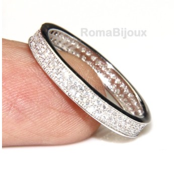 RMB|Silver 925 Rhodium: Eternity record to crown all around with 2 rows cubic zirconia 1.0mm brilliant cut