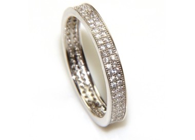 RMB|Silver 925 Rhodium: Eternity record to crown all around with 2 rows cubic zirconia 1.0mm brilliant cut