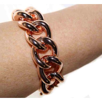 RMB|Rose gold plated curb bracelet in hypoallergenic Bronze for woman