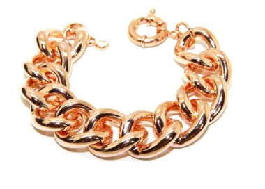 RMB|Rose gold plated curb bracelet in hypoallergenic Bronze for woman