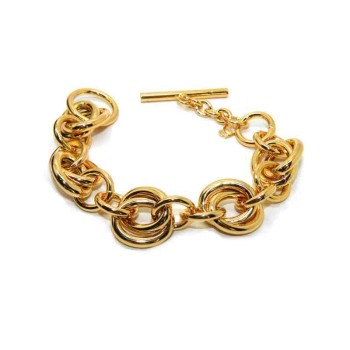 RMB|Bracciale donna ovali doppi in bronzo placcato oro giallo donna anallergico