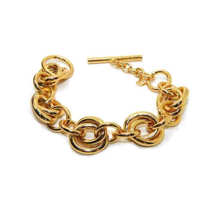 RMB|Double oval bracelet yellow gold plated, in hypoallergenic Bronze for woman