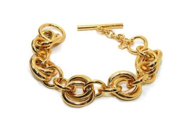 RMB|Bracciale donna ovali doppi in bronzo placcato oro giallo donna anallergico