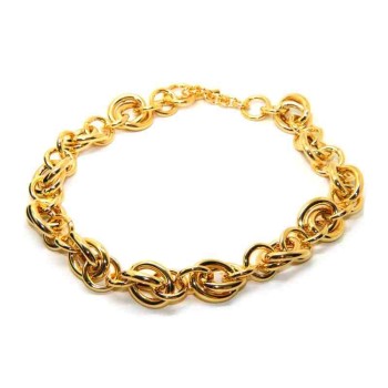 RMB|Collana donna ovali doppi in bronzo placcato oro giallo donna anallergico