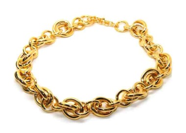 RMB|Double oval necklace yellow gold plated, in hypoallergenic Bronze for woman