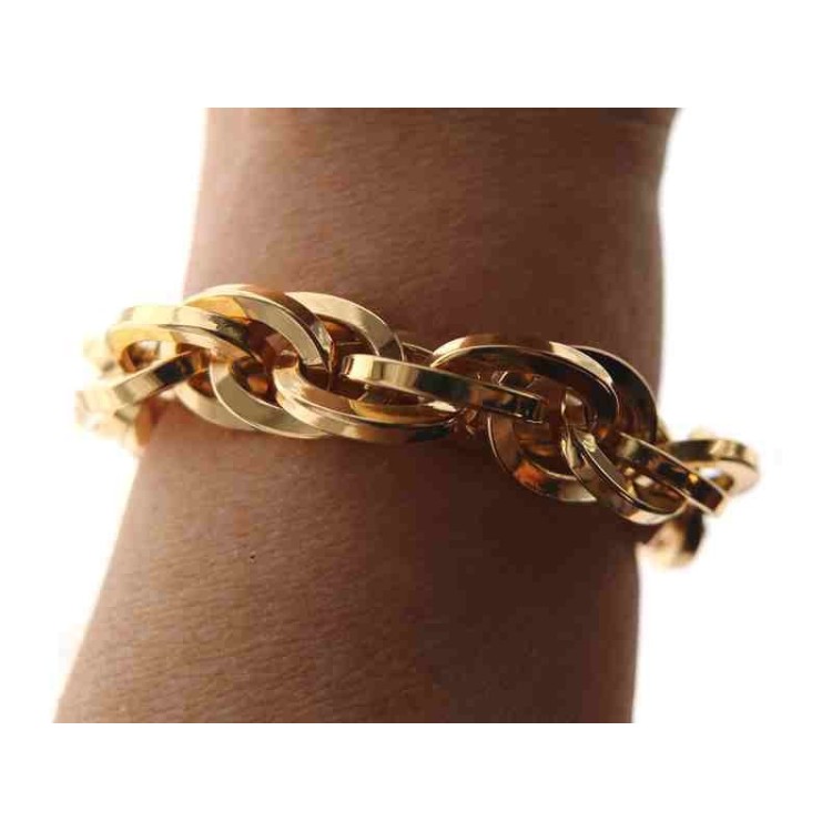 RMB|Bracciale bronzo placcato oro giallo maglia squadrata per donna