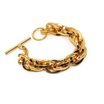 RMB|Bracciale bronzo placcato oro giallo maglia squadrata per donna