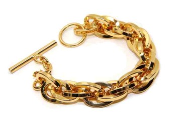 RMB|Yellow gold plated square chain bracelet in hypoallergenic Bronze for woman