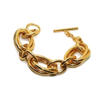 RMB|Bracciale donna ovali grandi in bronzo placcato oro giallo donna anallergico