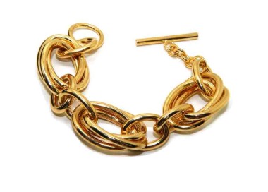 RMB|Yellow gold plated large oval bracelet, in hypoallergenic Bronze for woman