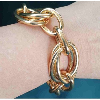 RMB|Bracciale donna ovali grandi in bronzo placcato oro giallo donna anallergico