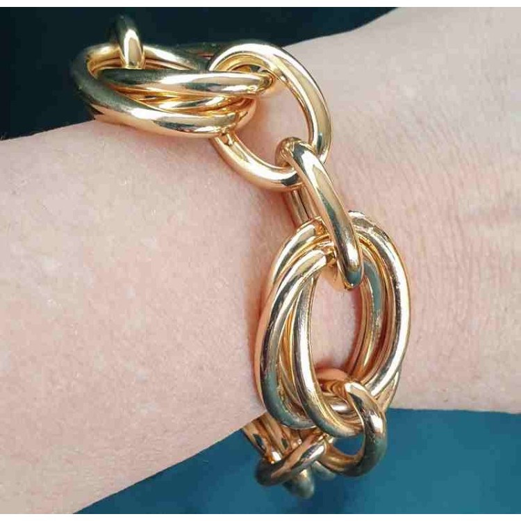 RMB|Bracciale donna ovali grandi in bronzo placcato oro giallo donna anallergico