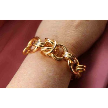 RMB|Bracciale donna maglia intrecciata in bronzo placcato oro giallo donna anallergico
