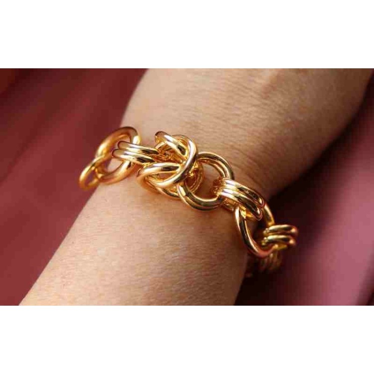 RMB|Bracciale donna maglia intrecciata in bronzo placcato oro giallo donna anallergico