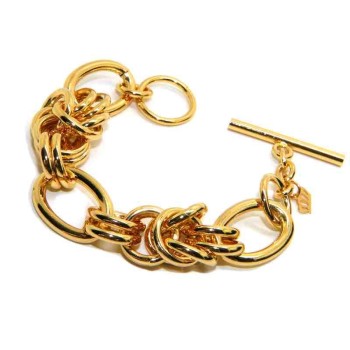 RMB|Bracciale donna maglia intrecciata in bronzo placcato oro giallo donna anallergico