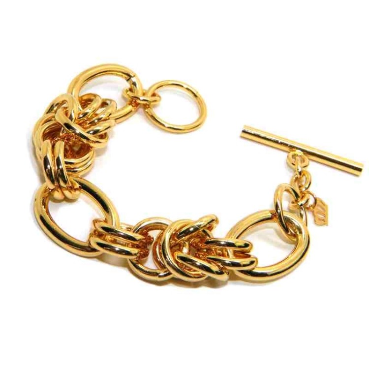 RMB|Bracciale donna maglia intrecciata in bronzo placcato oro giallo donna anallergico