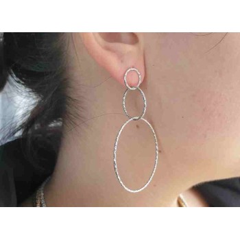 RMB|Orecchini donna argento 925 cerchi diamantati marca NALBORI oro bianco placcati