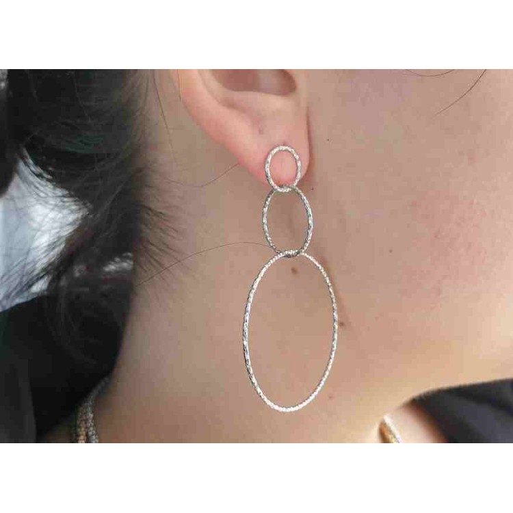 RMB|Orecchini donna argento 925 cerchi diamantati marca NALBORI oro bianco placcati