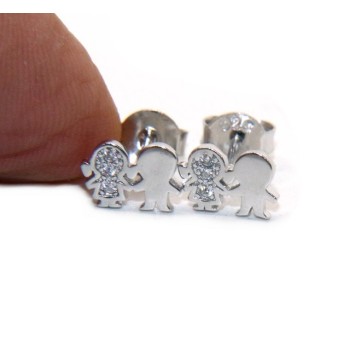 RMB|Argento 925 : orecchini donna zirconi bianchi bambino e bambina