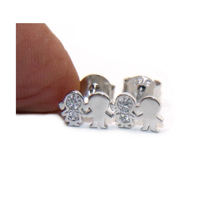 RMB|Argento 925 : orecchini donna zirconi bianchi bambino e bambina