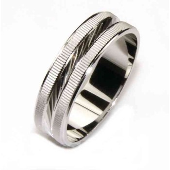 RMB|Anello fede argento 925 diamantata 6 mm oblique e orizzontale