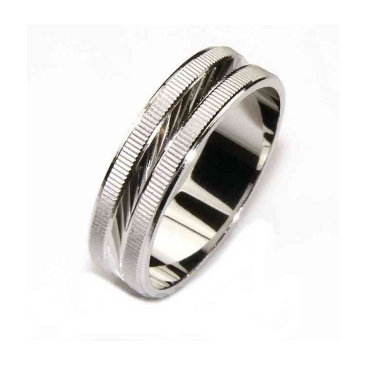 RMB|Anello fede argento 925 diamantata 6 mm oblique e orizzontale