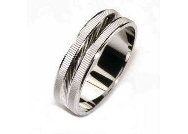 RMB|Anello fede argento 925 diamantata 6 mm oblique e orizzontale