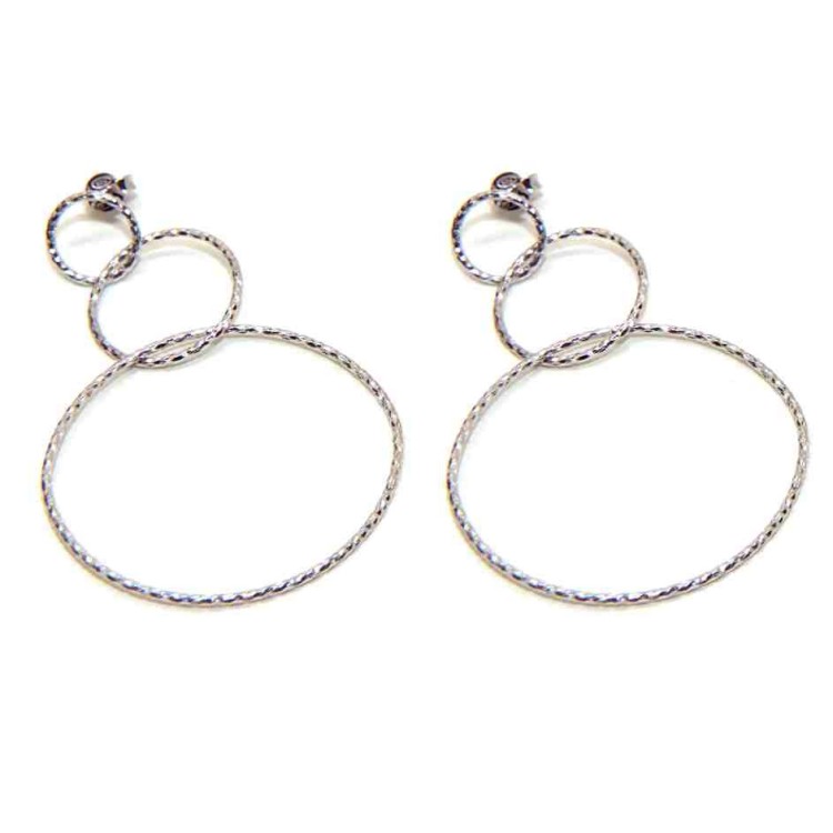 RMB|Orecchini donna argento 925 cerchi diamantati marca NALBORI oro bianco