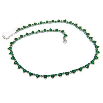 RomaBijoux|collana tennis argento 925 zirconi cuore verde emerald marca NALBORI®