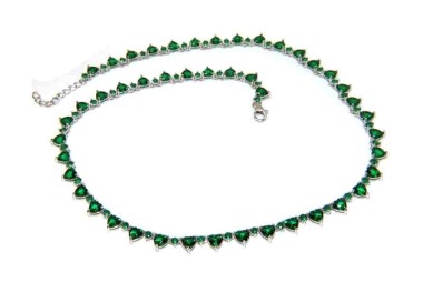 RMB|NALBORI 925 silver tennis green hearts necklace and emerald zircons